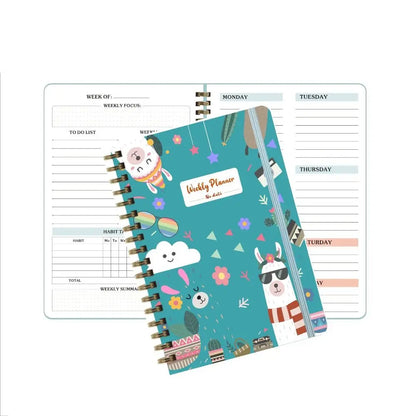 Planificateur hebdomadaire Portable A5, sans Date, rappel, calendrier hebdomadaire, livre d'efficacité avec sangles, carnet de notes à bobine pour étudiant
