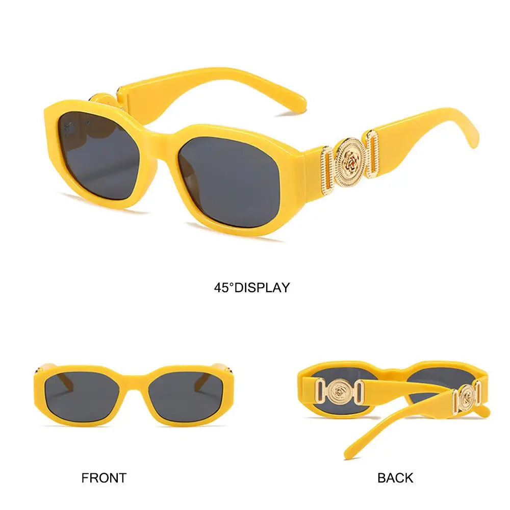 Lunettes de soleil Y2K irrégulières pour femmes et hommes, monture optique, nuances vintage, protection UV, design rose en métal, été