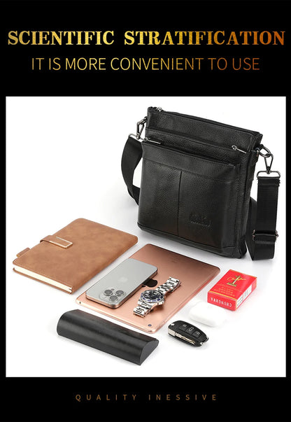 Sac messager en cuir pour hommes, sac à bandoulière d'affaires, petit sac à bandoulière multifonction, sac de voyage pour hommes