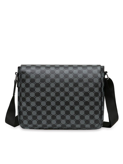 Sac à bandoulière à rabat pour hommes, mode décontractée, porte-documents d'affaires horizontal, sacs à dos à carreaux de grande capacité