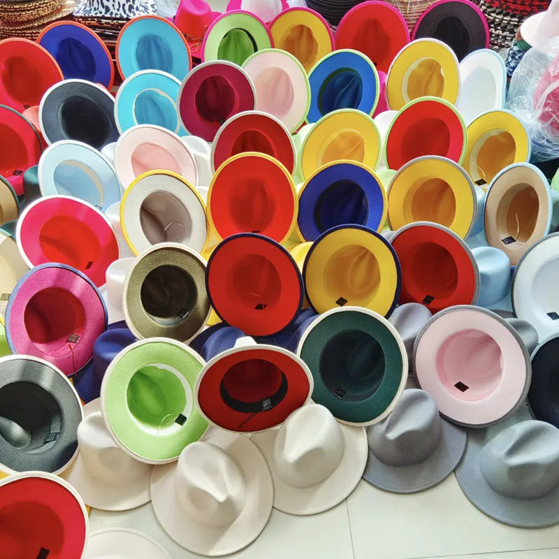 Chapeau Fedora à larges bords pour hommes et femmes, chapeau en feutre ander, chapeau d'église, laine douce, grande taille, DN, britannique, 60cm