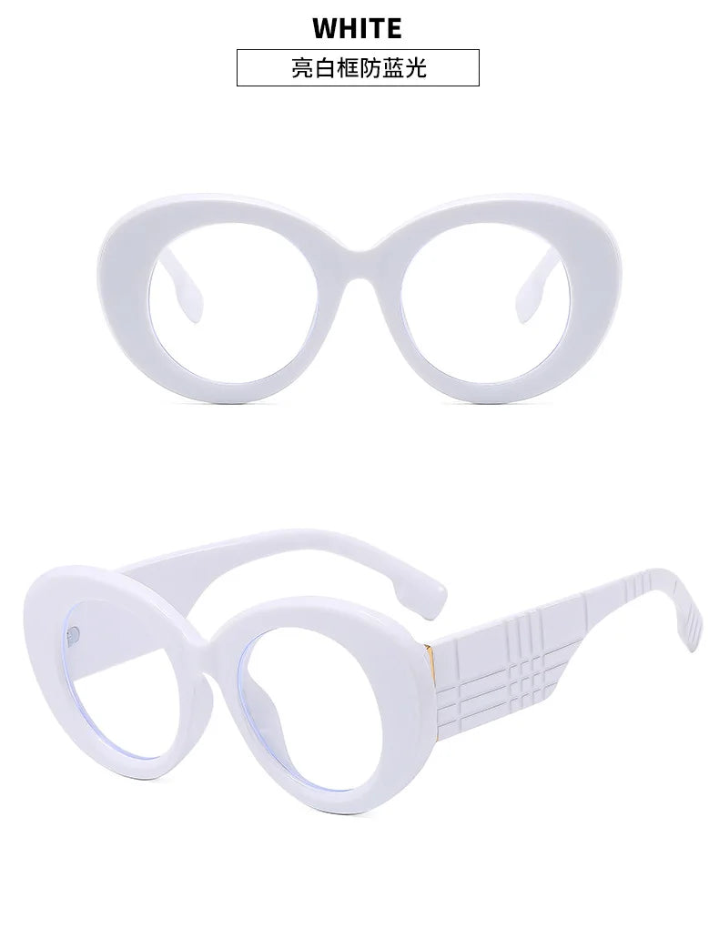 Lunettes anti-lumière bleue à rayures jaunes rétro pour femmes, lunettes transparentes, grande monture ronde, marque de luxe, 2025