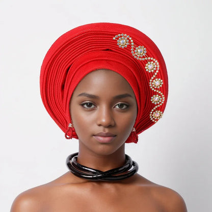 Geles de mariage nigérian, couvre-chef africain, Turbans Auto Gele pour femmes, tissu Aso Oke, couvre-chef musulman, couvre-chef féminin