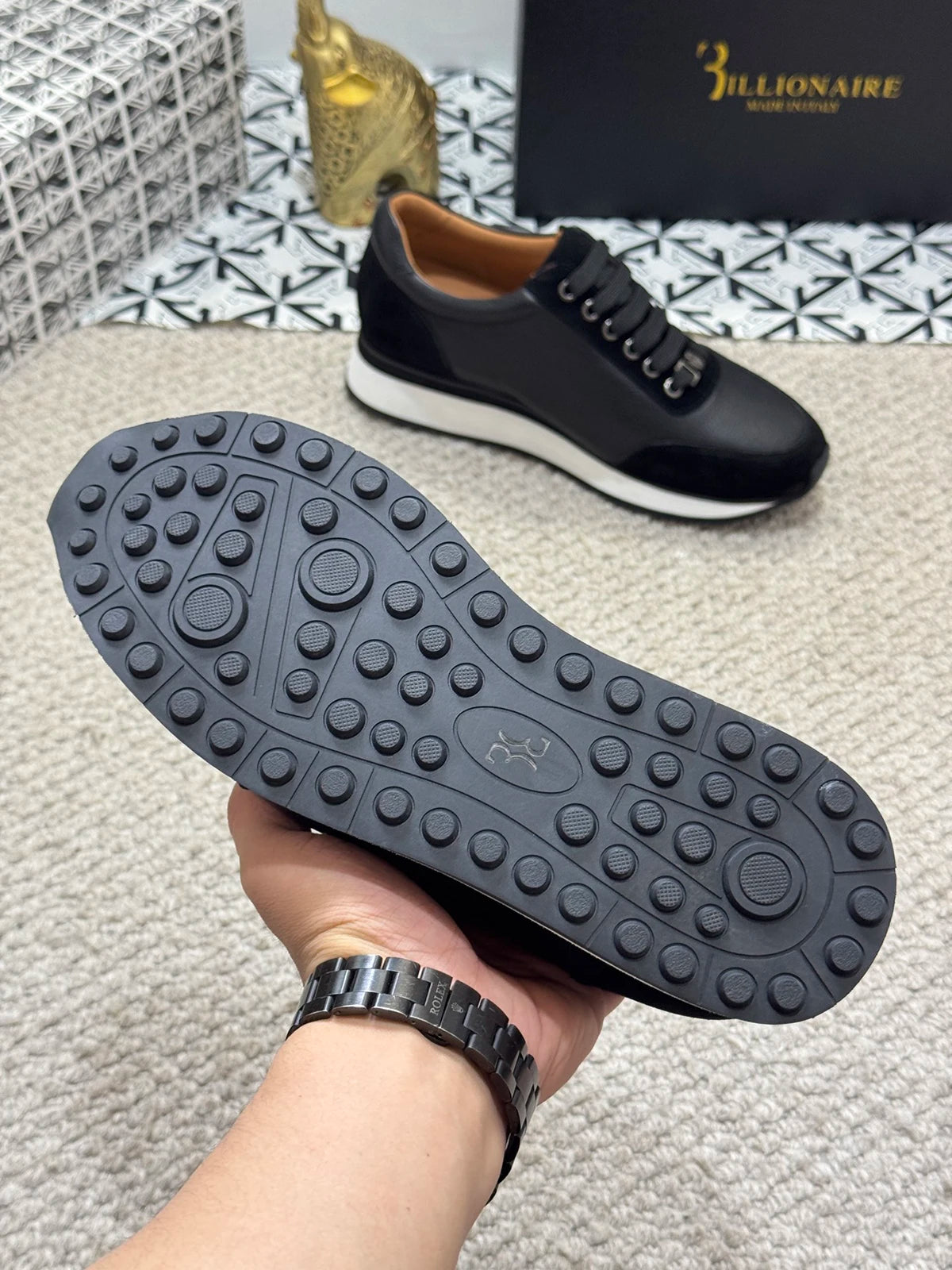BILLIONAIRE BLSK CPRT chaussures peau de vache 2025 nouvelle broderie mode qualité confort mouvement hommes taille européenne 39-45 chaussures noires