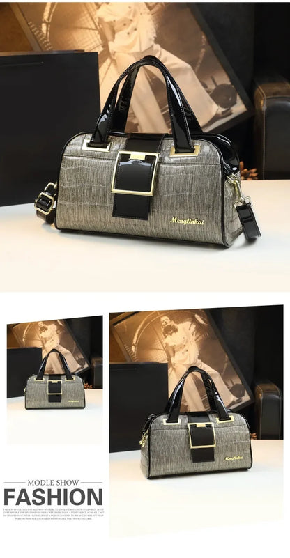 Sac à main multicouche en cuir souple pour femme, motif crocodile, coussin Boston, mères d'âge moyen, initié unique, nouveau, 2024