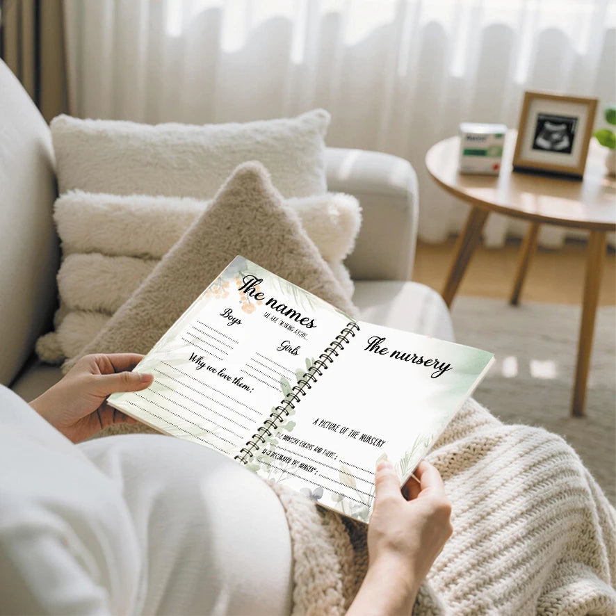 Ensemble Journal de grossesse : autocollants, traqueur hebdomadaire, livre de mémoire florale de style Ink (8,3 x 11,2", 32 pages) - Registre prénatale, nouvelle maman Gi