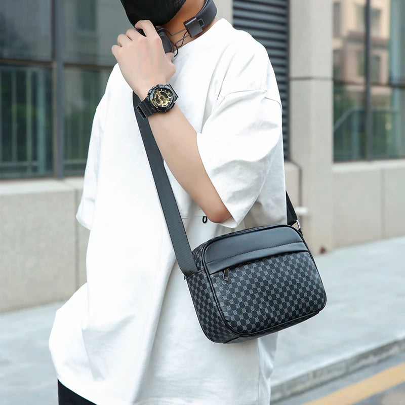 Sacs à bandoulière d'affaires légers et décontractés pour hommes, sacoche en cuir PU, sacs à bandoulière confortables à large sangle de styliste