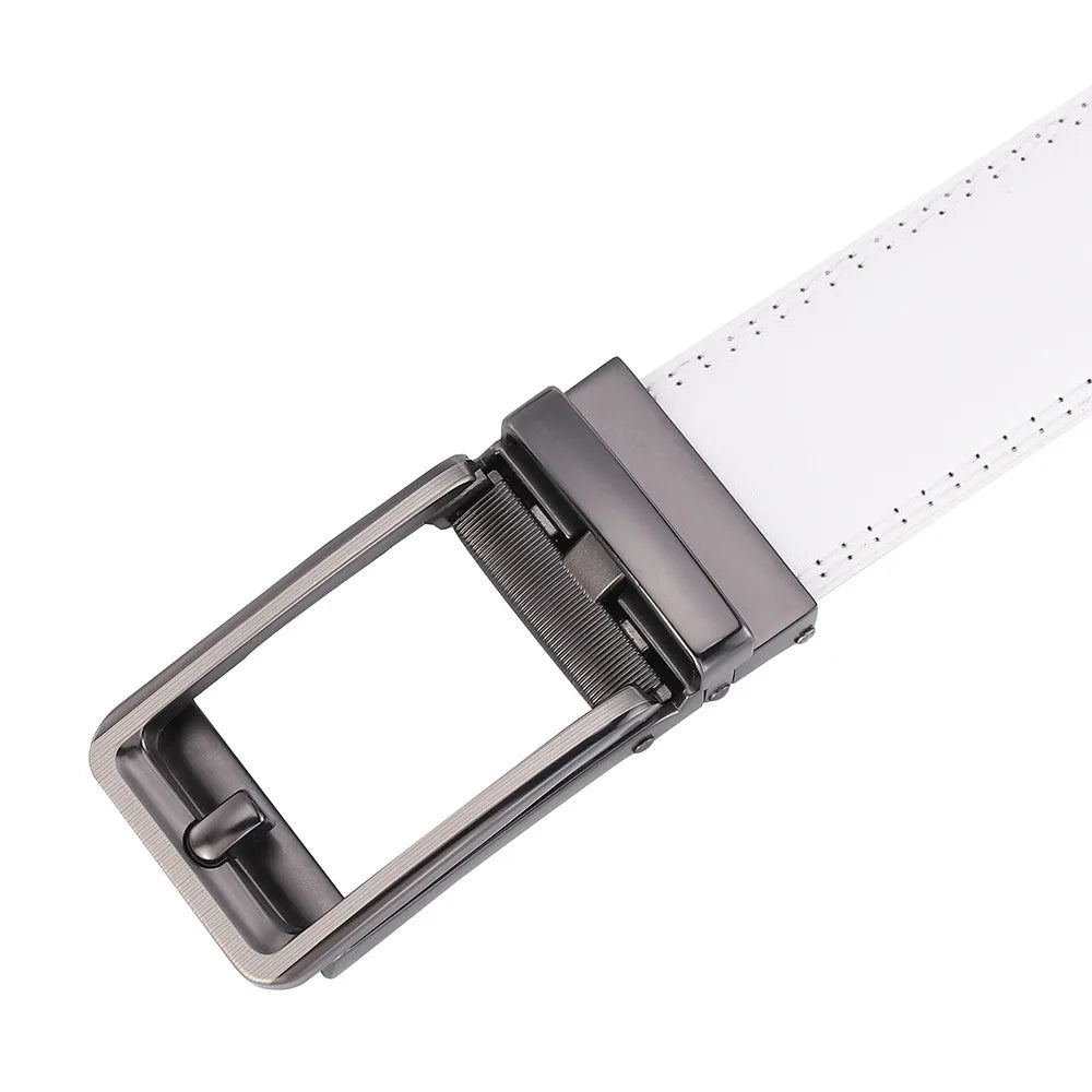 Blanc boucle automatique hommes ceinture en cuir hommes mode pantalons décontractés ceinture de Golf en cuir véritable homme pantalon décontracté ceintures mâle