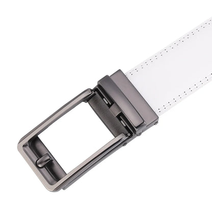 Blanc boucle automatique hommes ceinture en cuir hommes mode pantalons décontractés ceinture de Golf en cuir véritable homme pantalon décontracté ceintures mâle