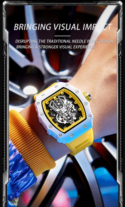 ONOLA-Montre Tonneau Blanche pour Homme, Horloge Masculine, Calendrier Showous, Degré d'Eau, Bande en Silicone