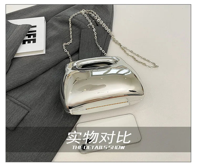 Sac à main hobo en acrylique doré pour femme, sac à main de plage transparent, sac à main de soirée, poignée supérieure ronde, fête de mariage, designer de luxe