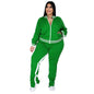 Grande taille L-5XL deux pièces ensemble femmes survêtement Zip haut rayé fente pantalons de survêtement survêtement tenue correspondant ensemble en gros livraison directe