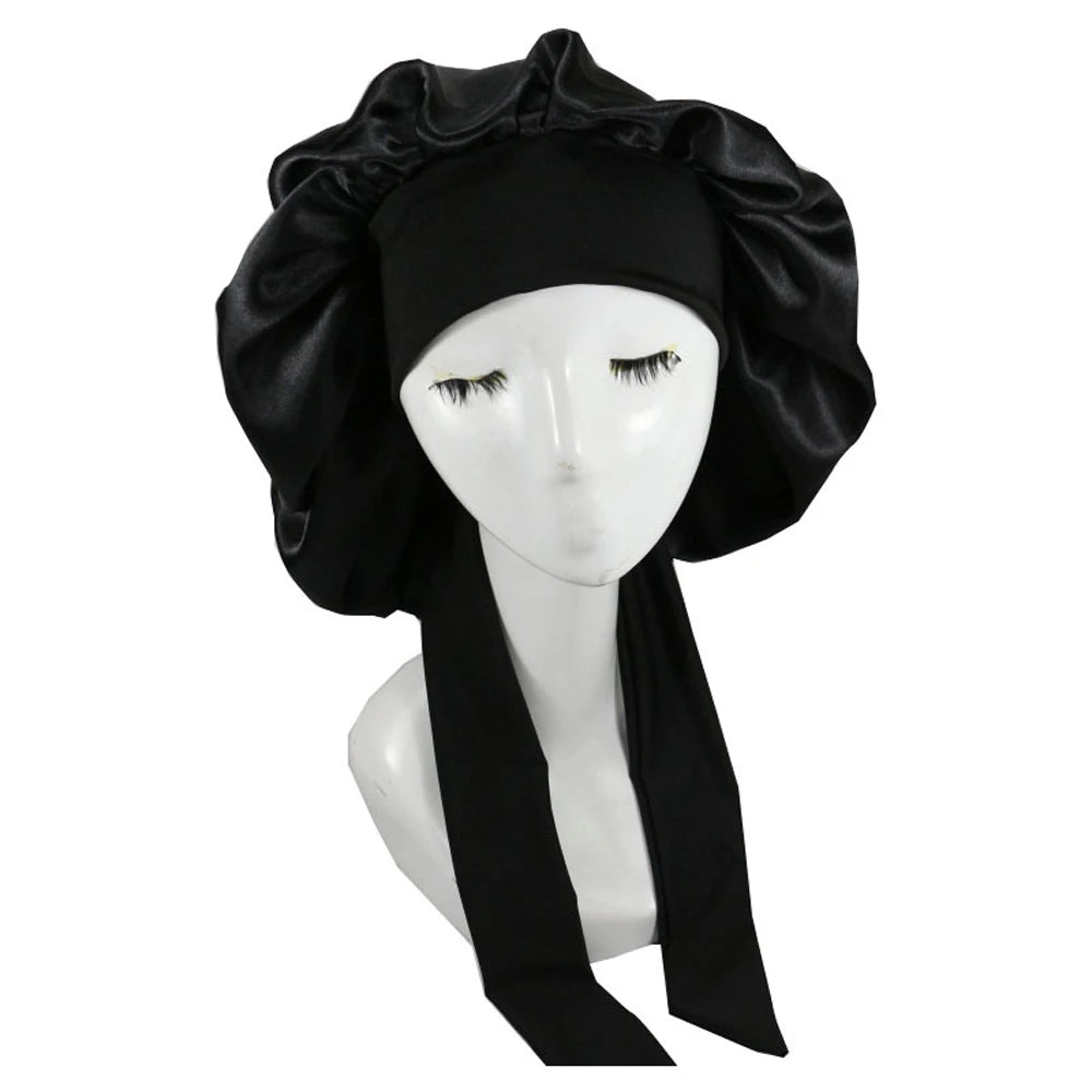 Nouveau bonnet de cheveux en Satin pour dormir, Invisible, plat, Imitation soie, rond, soins capillaires pour femmes, couvre-chef, bouton de réglage de cérémonie, chapeau de nuit