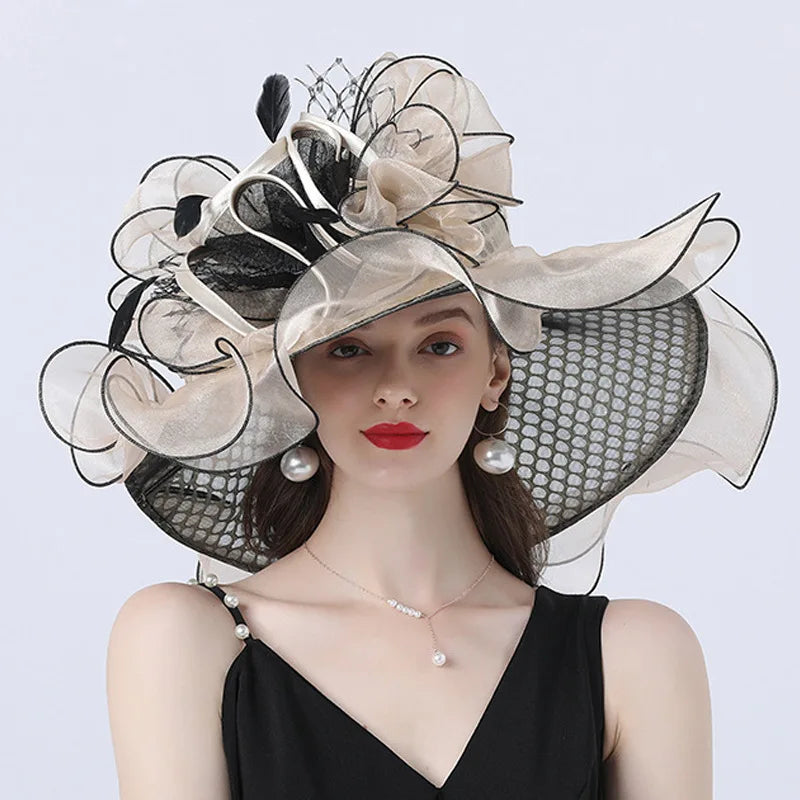 Chapeau pare-soleil décoratif avec fleurs en maille pour femmes, chapeau adulte, multicolore, en option, approvisionnement direct, Europe et États-Unis