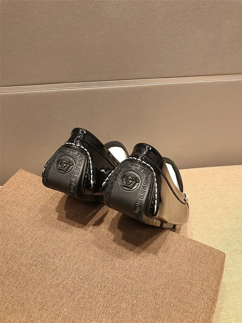 Chaussures Décontractées en Cuir Verni Astronomique Souple pour Homme, Style Coréen, Décontracté, en Une Étape, Style Britannique, pour Paresseux, Nouvelle Collection Printemps Été