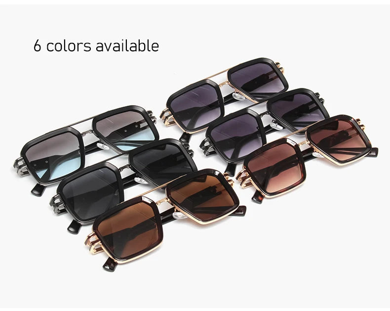 2025 Steam Punk lunettes De soleil rétro carré hommes femmes mode Double faisceau lunettes unisexe cadre en métal nuances à la mode Oculos De Sol