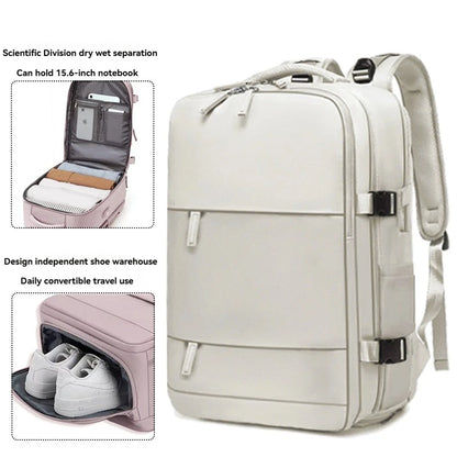 Sac à dos violet clair de grande capacité pour femmes avec séparation sèche et humide, sac d'ordinateur de transport, multifonctionnel étanche l