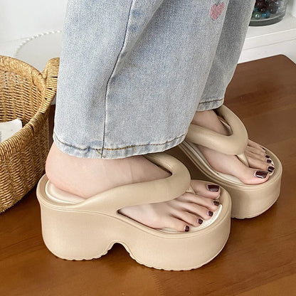 Sandales d'été à talons hauts de 7 cm pour femmes, mules à talons épais, tongs EVA, chaussures de maison, pantoufles à plateforme d'extérieur, nouvelle collection