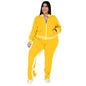 Grande taille L-5XL deux pièces ensemble femmes survêtement Zip haut rayé fente pantalons de survêtement survêtement tenue correspondant ensemble en gros livraison directe