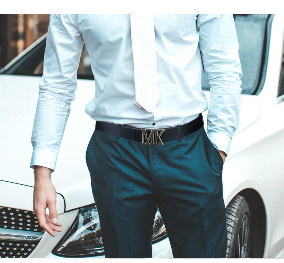 Maikun Ceinture réversible en cuir PU pour homme avec boucle noire rotative pour la Saint-Valentin