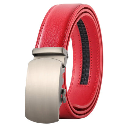 Hommes couleur rouge 3.5 cm largeur bracelet en cuir de vache haute qualité boucle automatique ceintures pour hommes marque de luxe concepteur ceintures homme B995