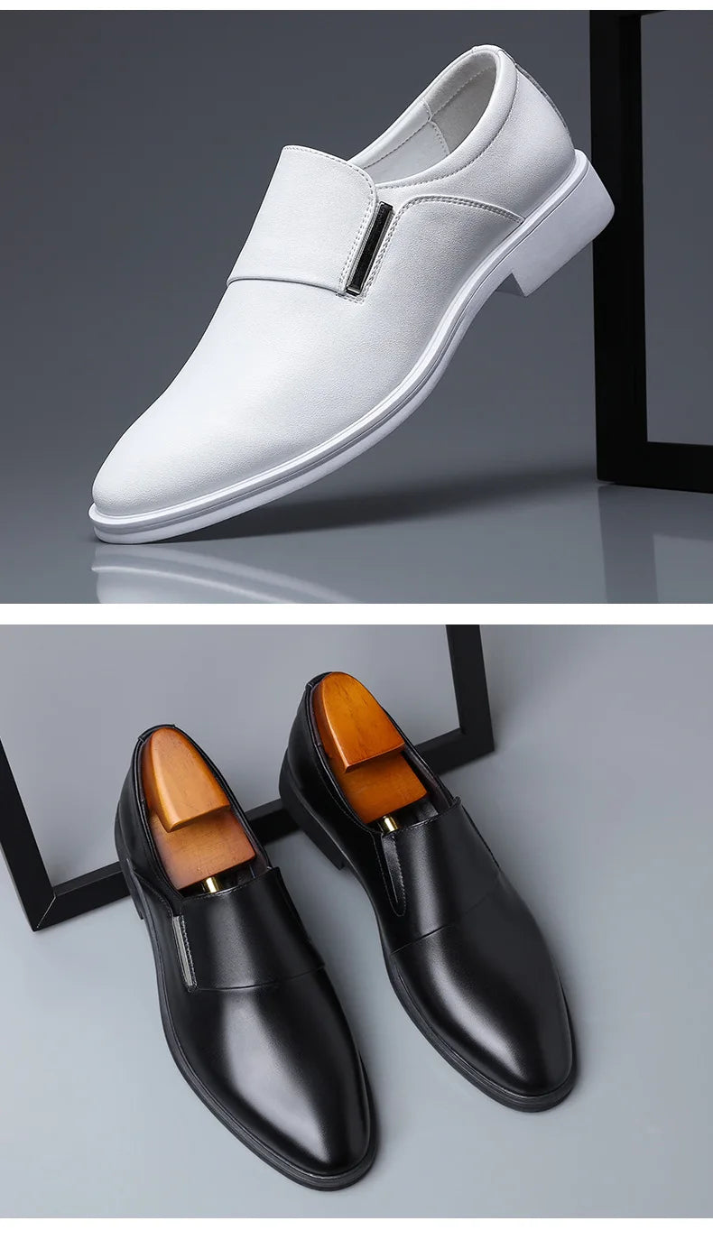 Nouveauté mode britannique hommes blanc noir sans lacet robe affaires chaussures décontractées mocassins mâle robe de mariée chaussures de retour