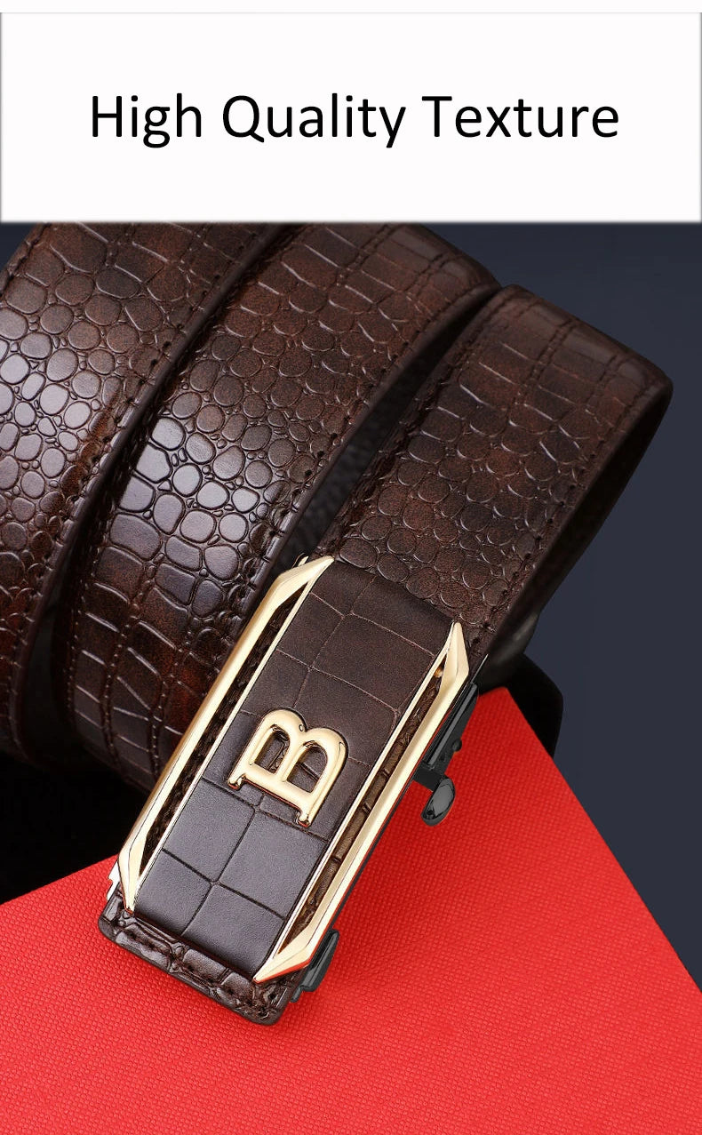 Ceinture motif Crocodile pour hommes, ceinture à boucle automatique de haute qualité, sangle en jean à la mode, accessoires tendance pour hommes