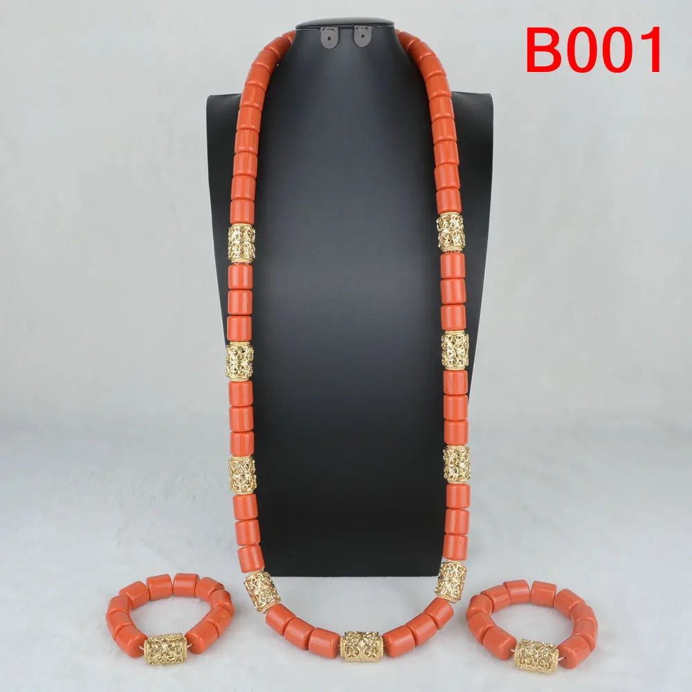 Ensemble de bijoux de mariée en corail artificiel, ensemble de colliers de perles africaines et nigérianes