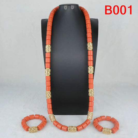 Ensemble de bijoux de mariée en corail artificiel, ensemble de colliers de perles africaines et nigérianes
