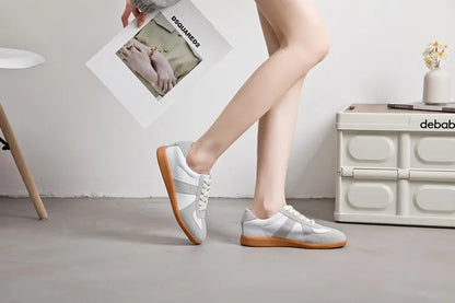 Baskets de Luxe en Cuir group pour Femme, Chaussures d'Entraînement Moral Décontractées, Plates, Nouvelle Collection Printemps 2024