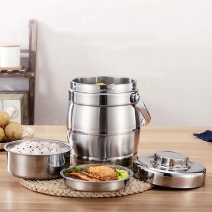 Boîte à lunch thermique étanche de grande capacité, thermos alimentaire en acier inoxydable, poignée pliable, pot isolé durable, travailleurs