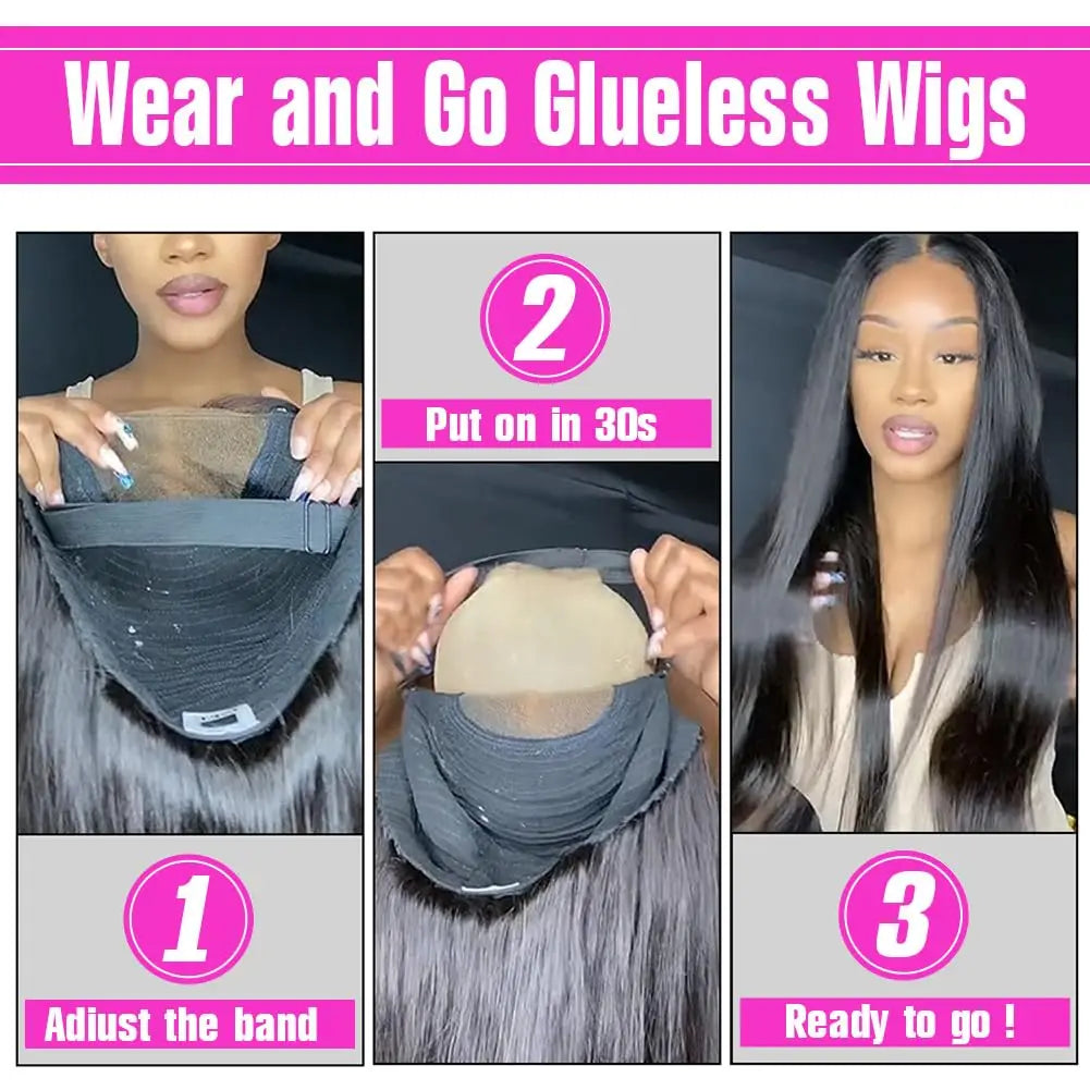 Perruque Deep Wave Lace Wig sans colle, perruques de cheveux humains, pre-cut, Prêt à porter, Wear and Go, 6x4, 5x5