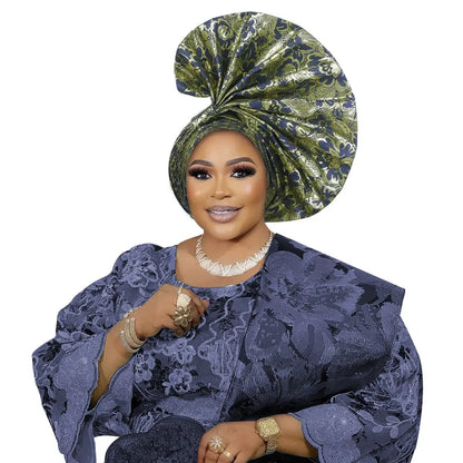 Turban africain nigérian, Bonnet Hijab Auto Gele, couvre-chef déjà fabriqué Sego Gele, bandeau pour fête de mariage