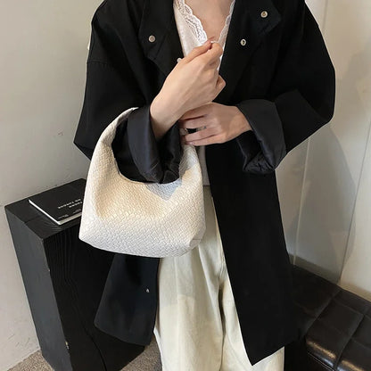 Femmes classique mode tissé en relief Hobo souple en cuir PU petit sac à bandoulière à poignée supérieure décontracté sacs à main quotidiens