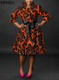VONDA-Robe de Soirée Imprimée pour Femme, Tenue Éducative Bohème, Col Montant, Ceinture à Nministériels d, Décontractée, Élégante, Été, 2025