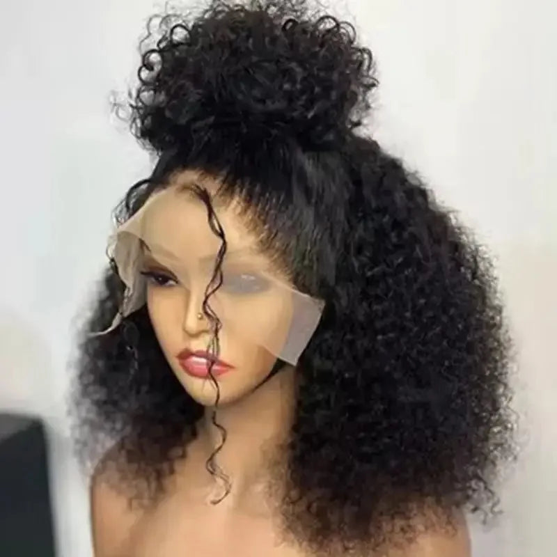Perruque Lace Front Wig synthétique courte bouclée et crépue, coupe Bob, 13x4x1, pre-plucked, nœuds décolorés, pour femmes noires, Cosplay, fête quotidienne