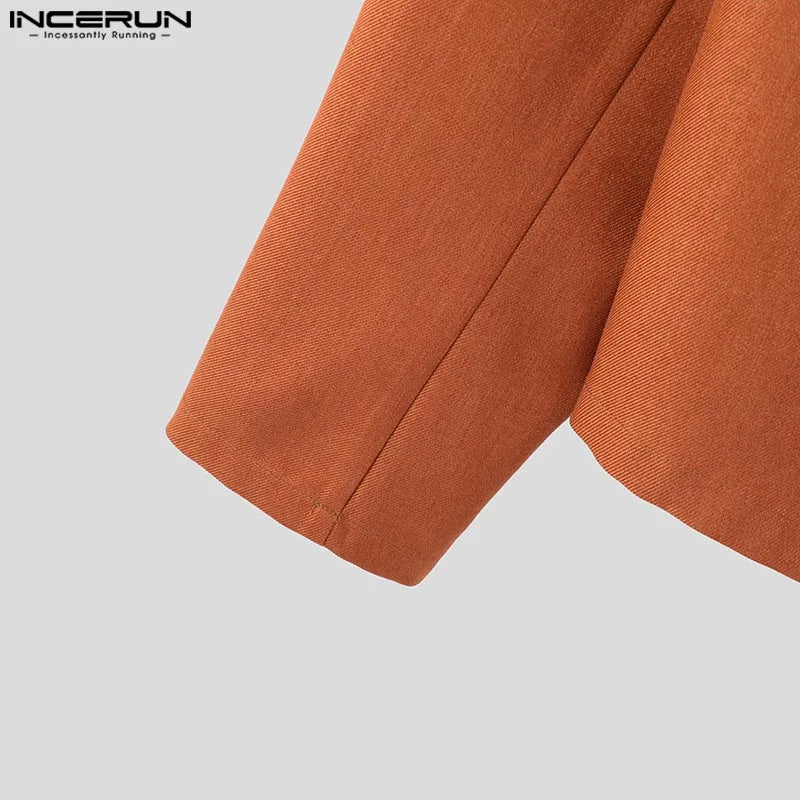 Y-INCERUN-Blazer à Manches sulfDécontracté pour Homme, Col Trempé, Couleur Unie, Assressenti, Nouveau, 2025