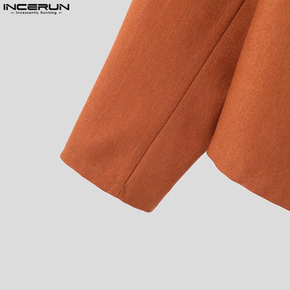 Y-INCERUN-Blazer à Manches sulfDécontracté pour Homme, Col Trempé, Couleur Unie, Assressenti, Nouveau, 2025