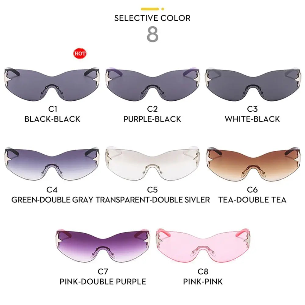 Lunettes de soleil Punk Y2K pour femmes et hommes, tendance, enveloppantes, nuances, décoration étoile, UV400, 2025