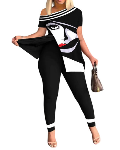 Ensemble 2 pièces imprimé pour femme, nouvelle collection printemps et été