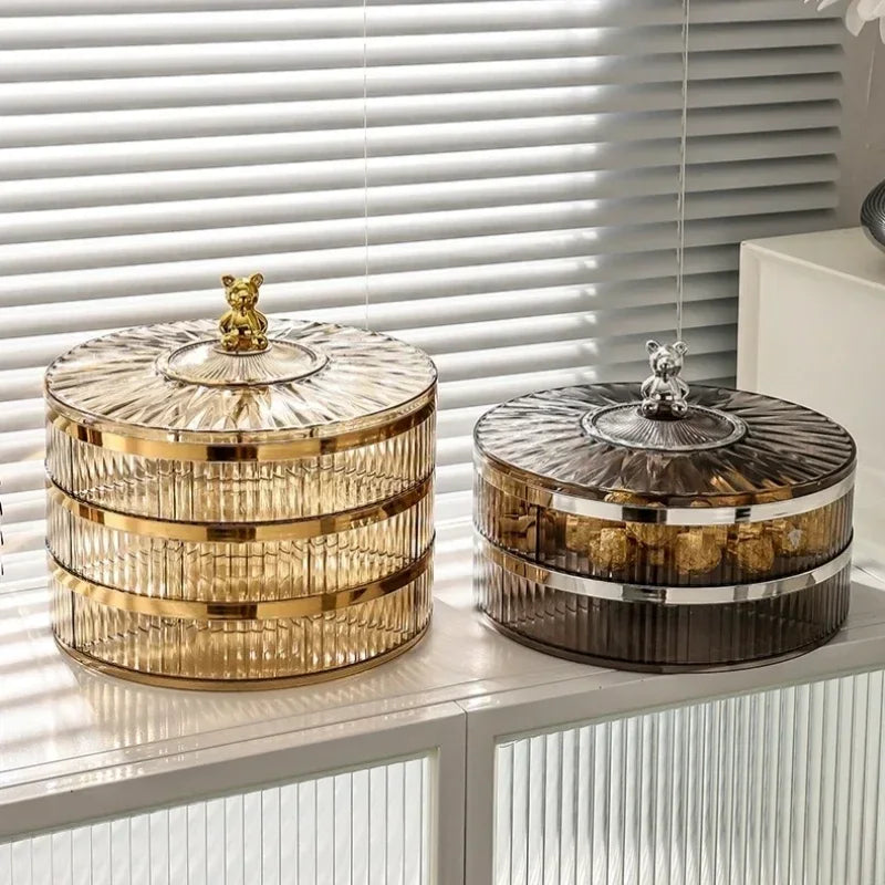 Boîte à snacks transparente multicouche, anti-poussière, acrylique, fruits secs, boîte de rangement pour bonbons et noix, salon moderne, conteneur solaire