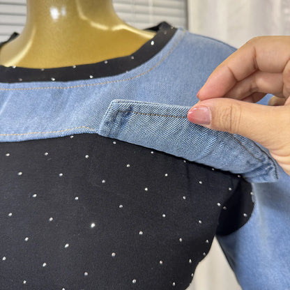 Ensemble deux pièces en Denim pour femmes, ensemble pantalon assorti, Streetwear Y2k, décontracté, perçage à chaud, hauts, jambes larges, pantalons longs, taille haute, 2025