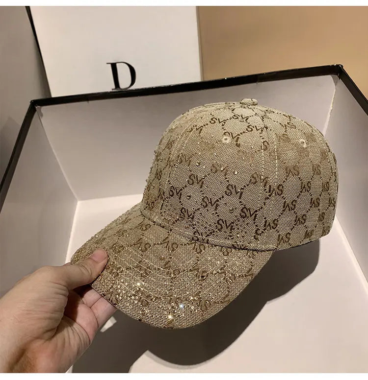Casquette de Baseball avec lettres en strass pour femmes et hommes, visière de Sport, à rabat, chapeaux de soleil pour femmes, de luxe de styliste