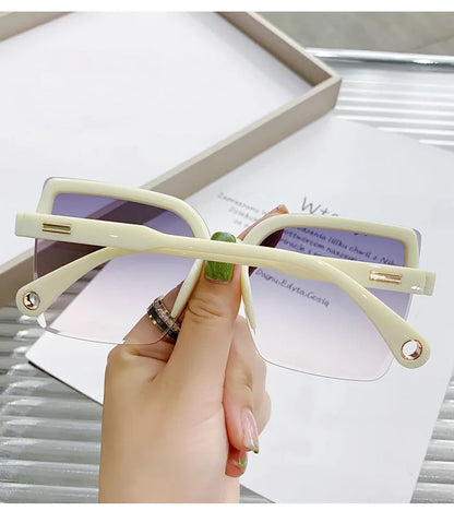 Homme femme mode sans monture Vintage carré lunettes de soleil lunettes marque Design UV400 femme nuances surdimensionné lunettes de soleil