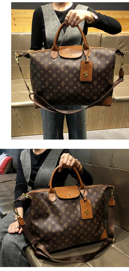 Sacs pour femmes authentiques de grande capacité de Hong Kong, sacs fourre-tout à la mode, en cuir véritable, sacs de voyage à bandoulière populaires.