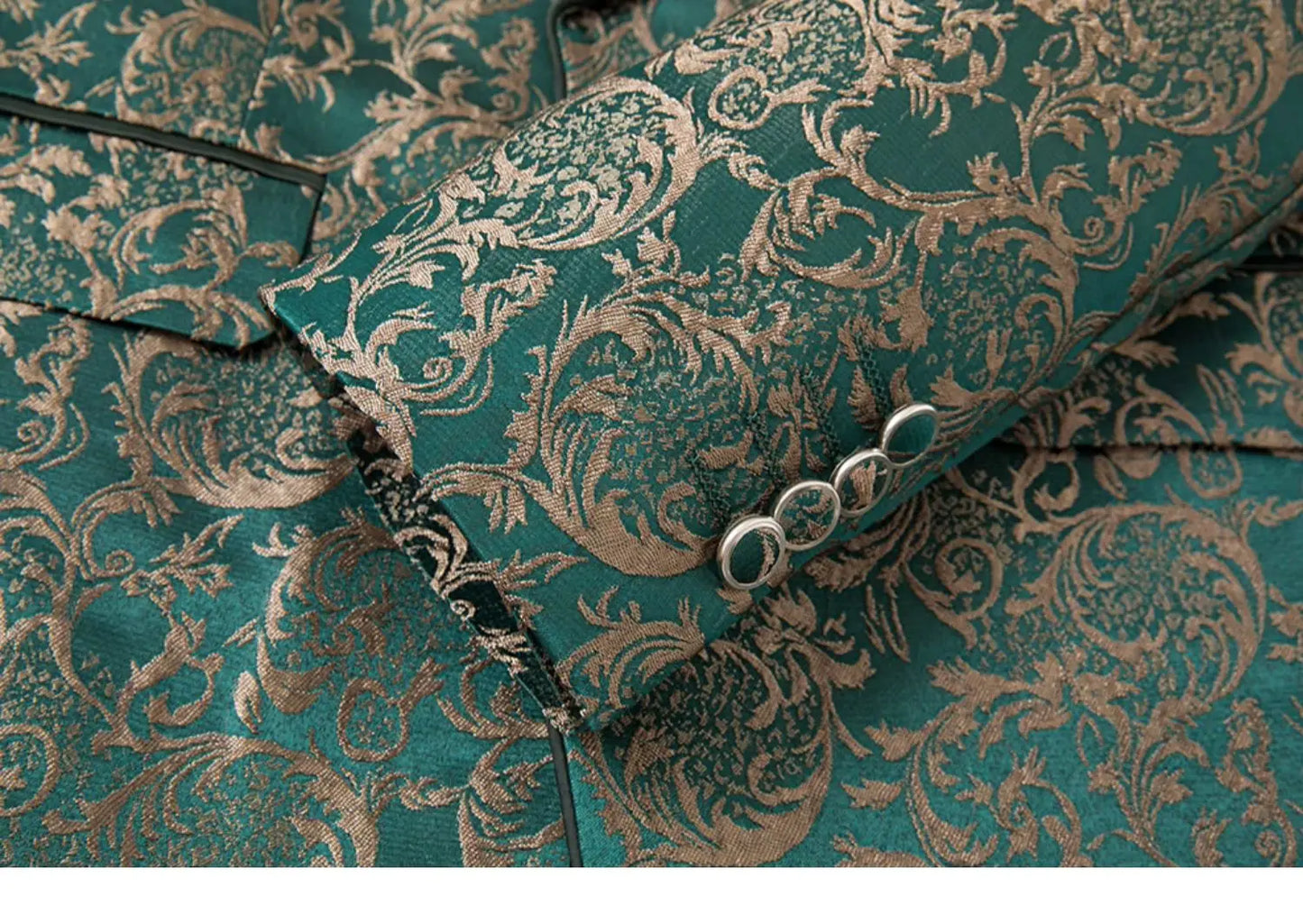 Costume vert 3 pièces pour hommes, veste de robe de soirée de mariage avec gilet et pantalon, ensembles Slim à la mode pour hommes, tissu Jacquard Beige, noir, bleu