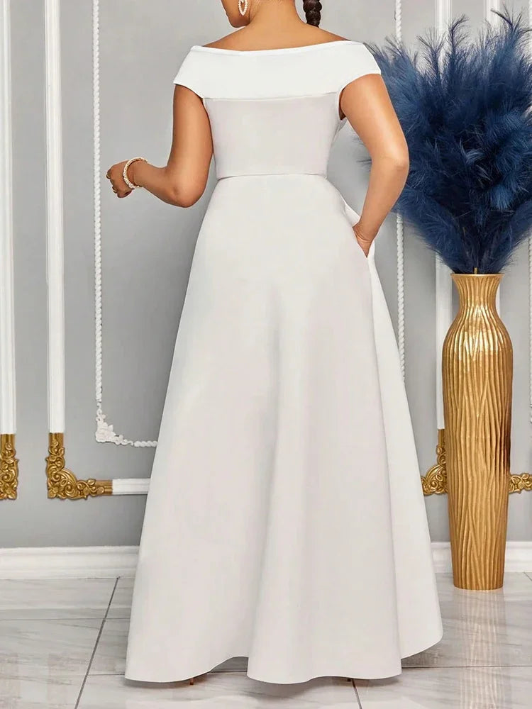 BERAKAH SUPRÊME - sublime robe d'été longue pour femmes, épaules dénudées, couleur unie, Maxi, robes de soirée élégantes pour demoiselle d'honneur de mariage, vêtements pour femmes, 2025