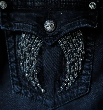 Goth broderie Baggy jean femmes rue Harajuku Vintage haute attente jean femme décontracté jambe large Y2k pantalon femmes pantalon