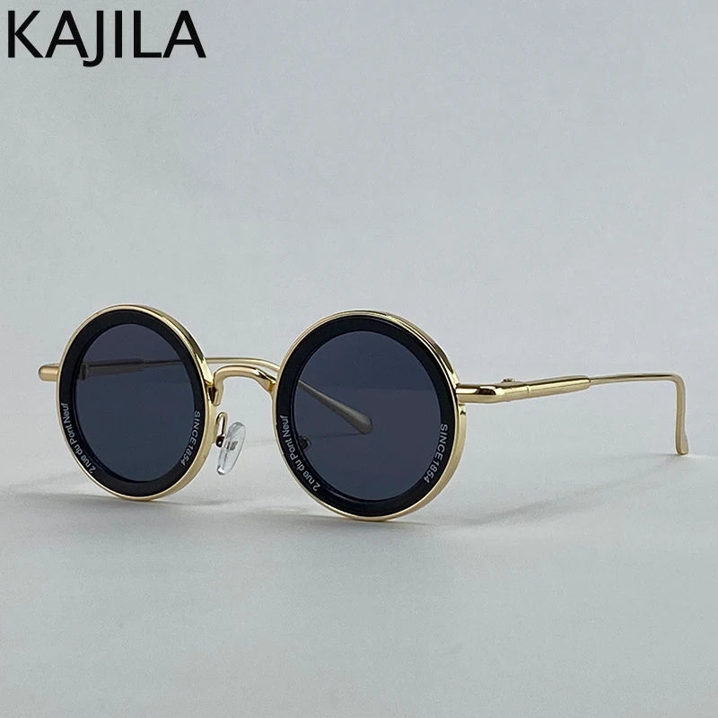 Lunettes de soleil rondes Steampunk à petite monture pour hommes, marque de luxe rétro Punk, lunettes de conduite classiques, UV400, 2025