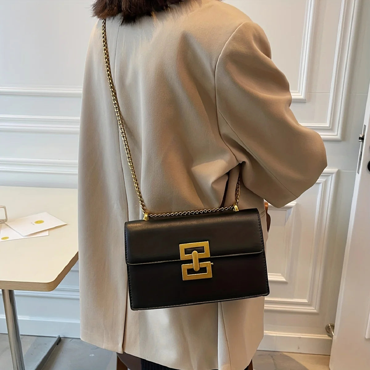 Sac à bandoulière classique minimaliste, portefeuille carré en cuir PU, sac à main et sac à bandoulière décontracté pour femmes